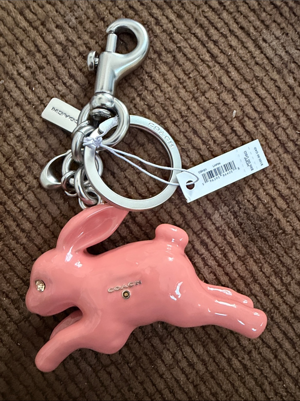 Coach Pink Bunny Bag Charm Keyring